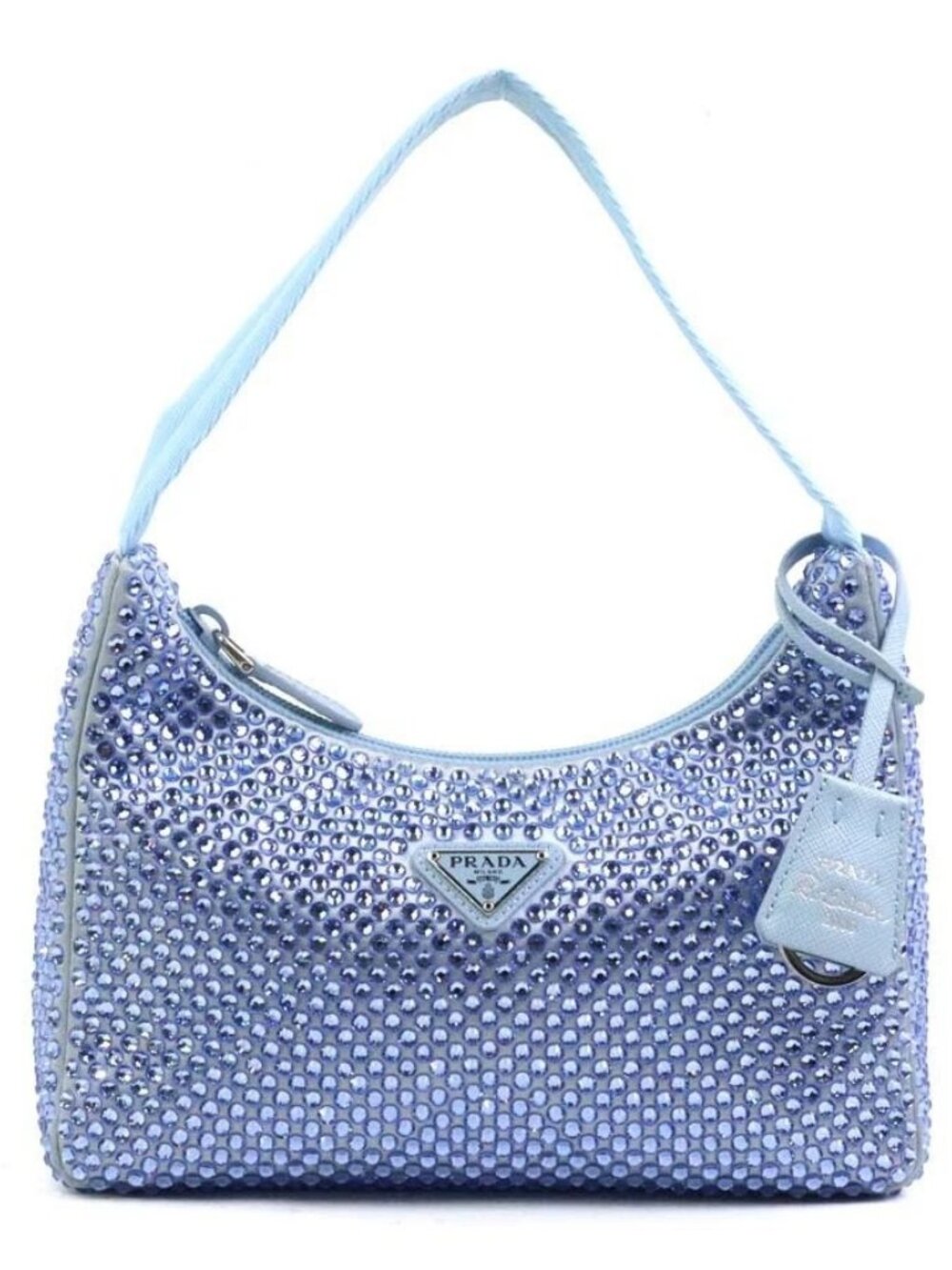 PRADA Handbag blue silk/crystal